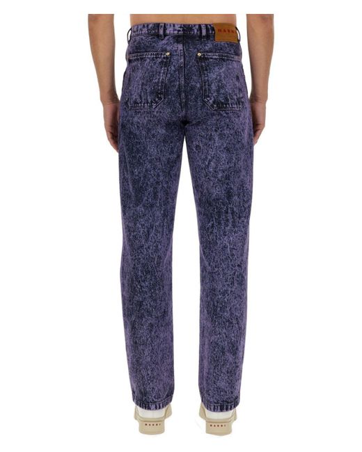 Marni Blue Marbled Effect Jeans for men