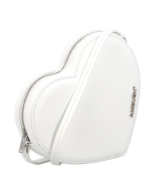 Ambush Flat Heart Crossbody Bag in White