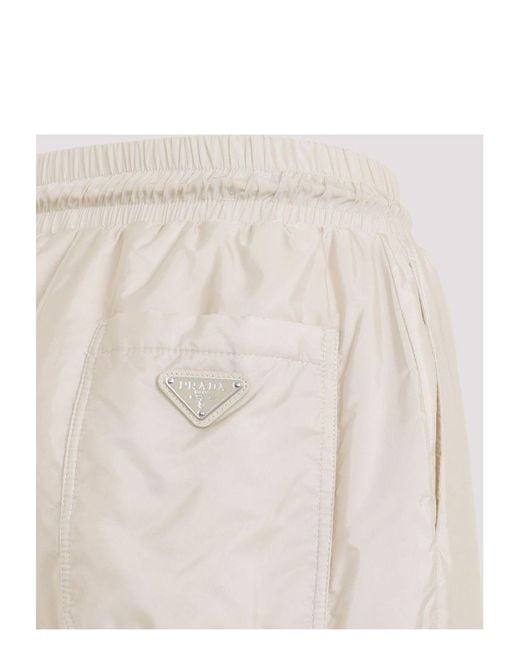 パンツ PRADA SAND RE-NYLON PANT Prada Sand Re-Nylon Pant in White | Lyst