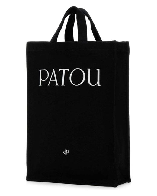 Patou Black Canvas Shopping Bag
