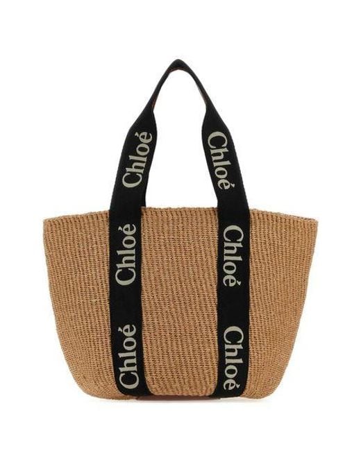 Chloe Raffia Woody Large Tote. in Brown Lyst