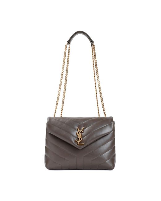 Saint Laurent Gray Loulou Mini Shoulder Bag