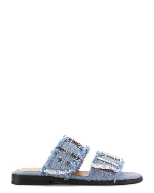 Ganni White Sandal Charms Denim