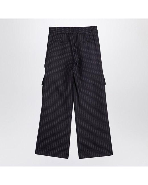 Off-White c/o Virgil Abloh Blue Off- Wide Pinstripe Cargo Trousers