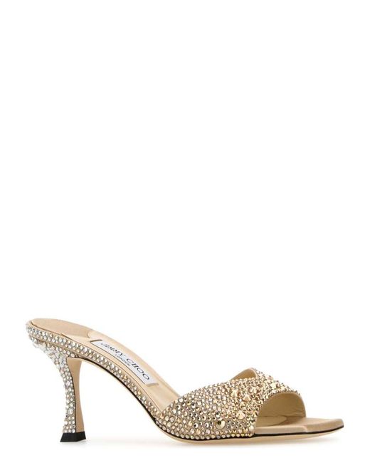 Jimmy Choo Metallic Embellished Satin Skye Mules