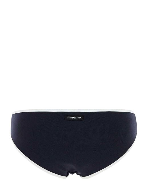 Miu Miu Blue Midnight Stretch Nylon Bikini Bottom