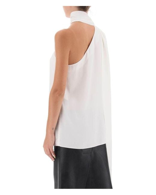 Stella McCartney White Cream Asymmetric Viscose Top