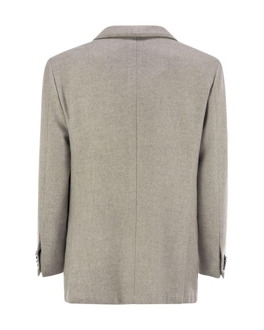 Kiton Brown Single-Breasted Cashmere Jacket for men