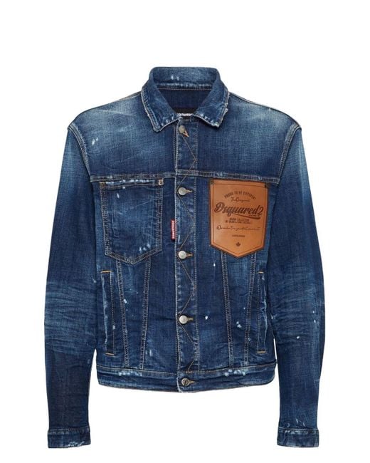 DSquared² Blue Logo-Patch Jacket for men