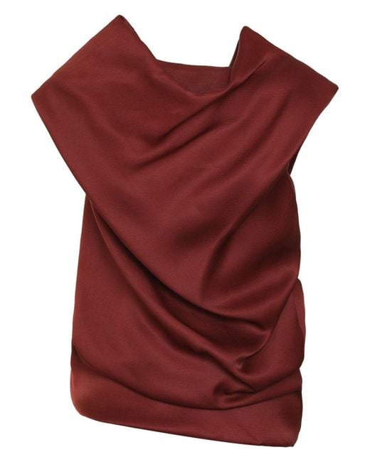 Khaite Red Silk Blouse Top