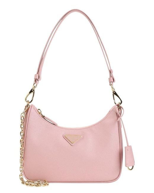 Prada Pink Re-Edition Leather Shoulder Bag