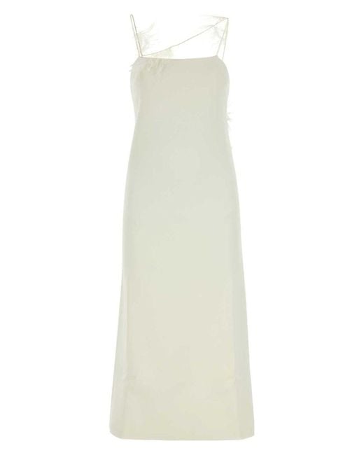 【関税＆送料込み】Jil Sander Ivory Viscose Blend Dress Jil Sander Ivory Viscose Blend Dress in White | Lyst