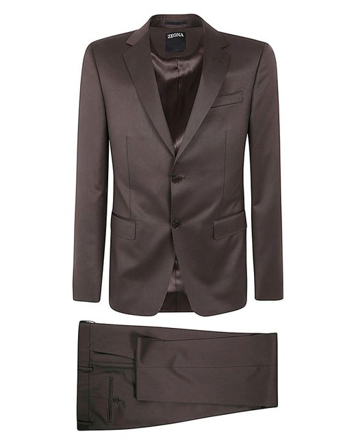 Zegna Brown Wool And Mohair Suit for men
