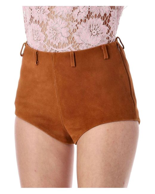 Self-Portrait Brown Suede Short