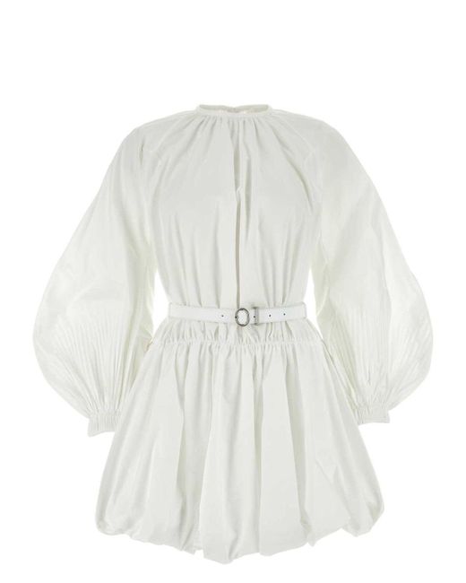 ワンピース Jil Sander White Cotton Mini Dress Jil Sander Puffball Belted Cotton Minidress | White | FARFETCH