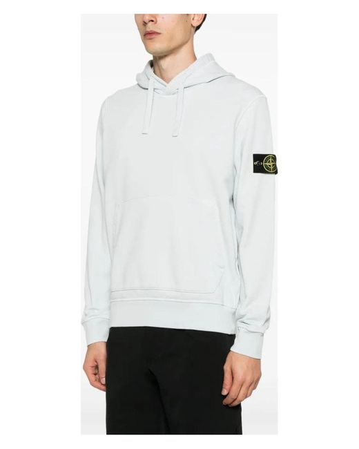 Stone Island White Compass Badge Hoodie for men