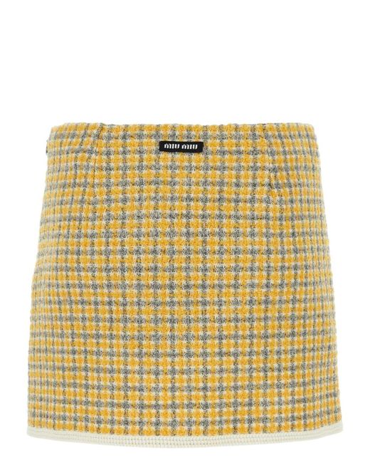 Miu Miu Metallic Two-Tone Bouclã Mini Skirt
