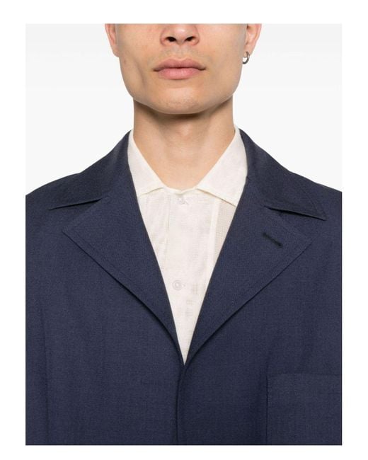 Fendi Blue Single-Breasted Virgin Wool Jacket