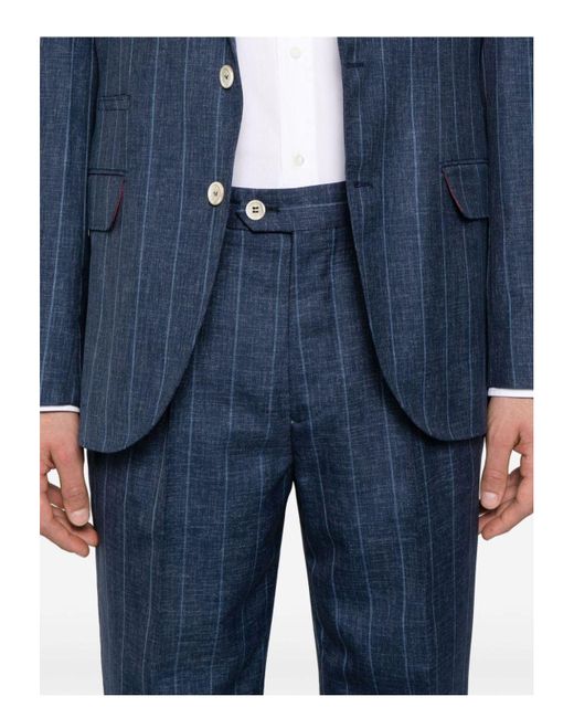 Brunello Cucinelli Blue Wool Single-Breasted Suit for men