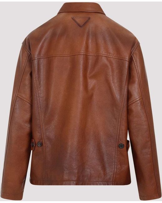 Prada Brown Lamb Leather Jacket