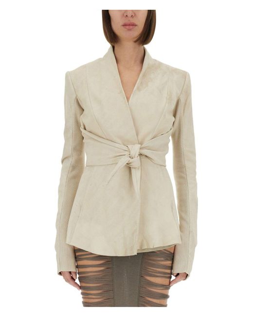 Rick Owens Natural Structured Leather Jacket