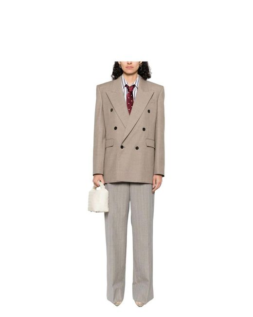 Saint Laurent Natural Wool Double-Breasted Jacket