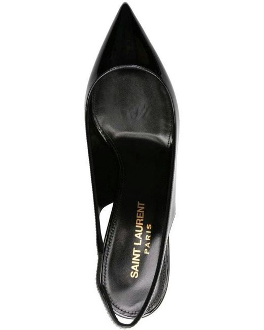 Saint Laurent Black Opyum Patent Leather Slingback Pumps