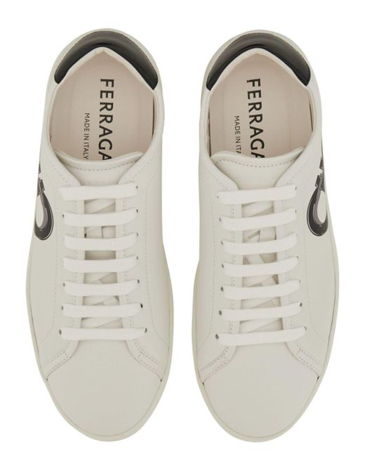 Ferragamo White Double Gancini Sneakers for men