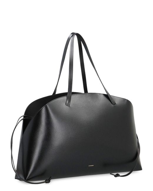 Jil Sander Black Grande Leather Shoulder Bag