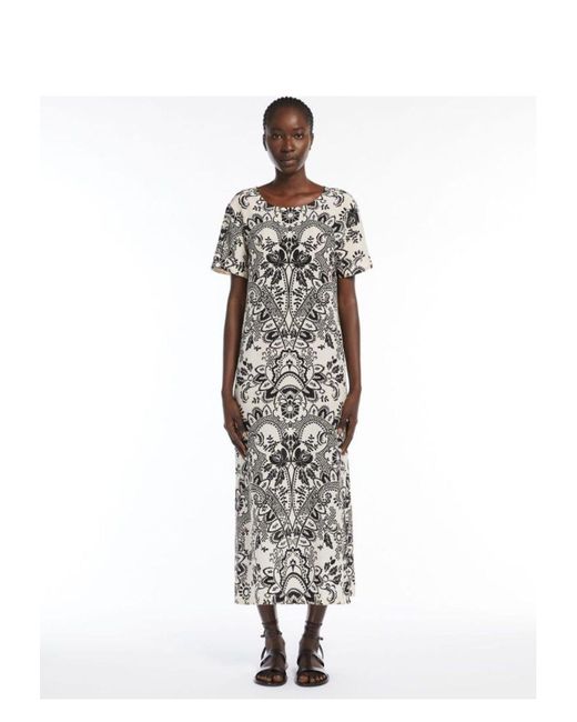 【送料&関税込】Weekend Max Mara Black And White Vela Dress Weekend by Maxmara Vela Dress in Natural | Lyst