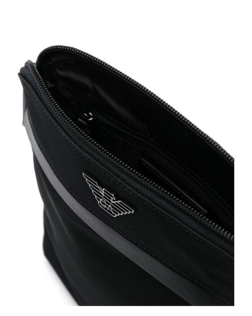 Emporio Armani Black Logo-Plaque Cross Body Bag for men
