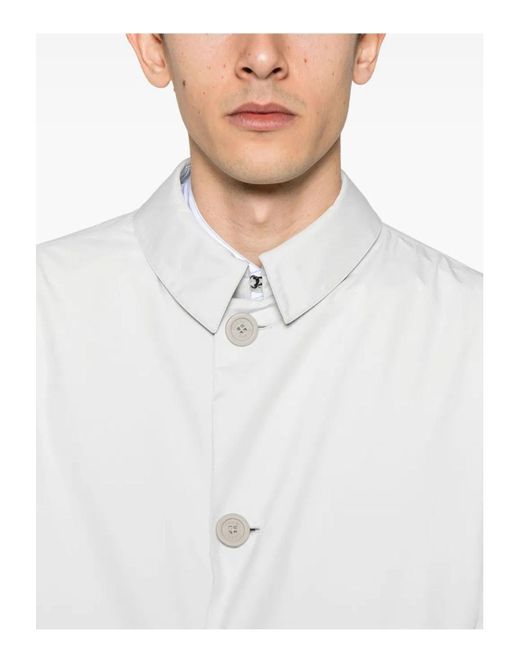 Herno White Woven Raincoat for men