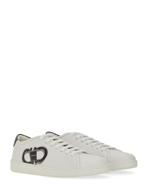Ferragamo White Double Gancini Sneakers for men