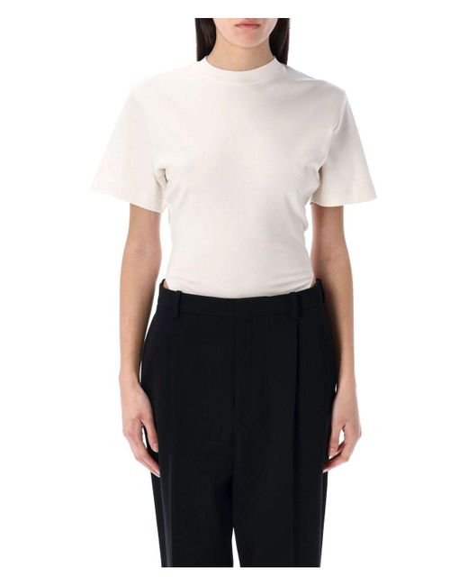 Mugler White Corset Open Back Jersey Bodysuit