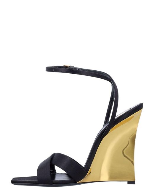 Saint Laurent Black Lucienne Sandal Wedges