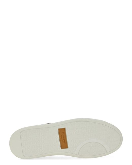 Ferragamo White Double Gancini Sneakers for men