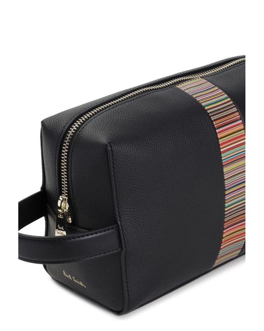 Paul Smith Black Signature Stripe Leather Beauty-Case for men