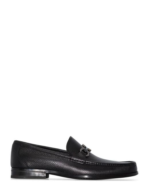 Ferragamo Black Elegant 100% Leather Moccasins Loafer for men