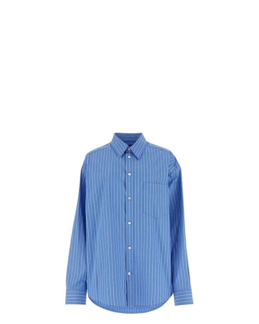Tシャツ・カットソー BALENCIAGA Embroidered poplin oversize shirt Balenciaga Embroidered Poplin Oversize Shirt in Blue | Lyst