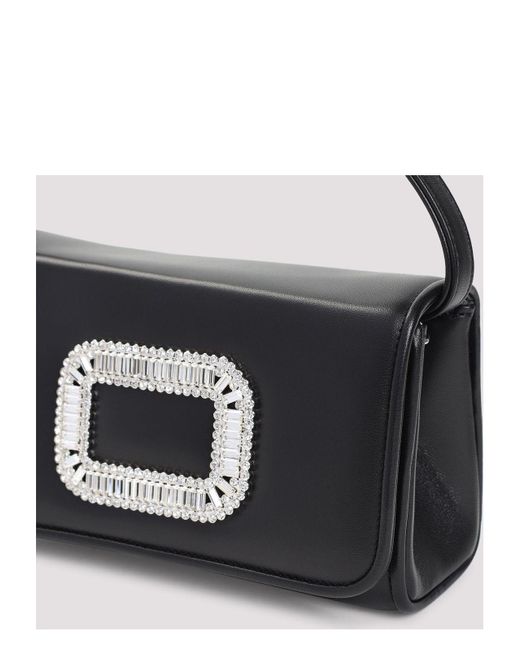 Roger Vivier Black Leather Micro Pilgrim Bag