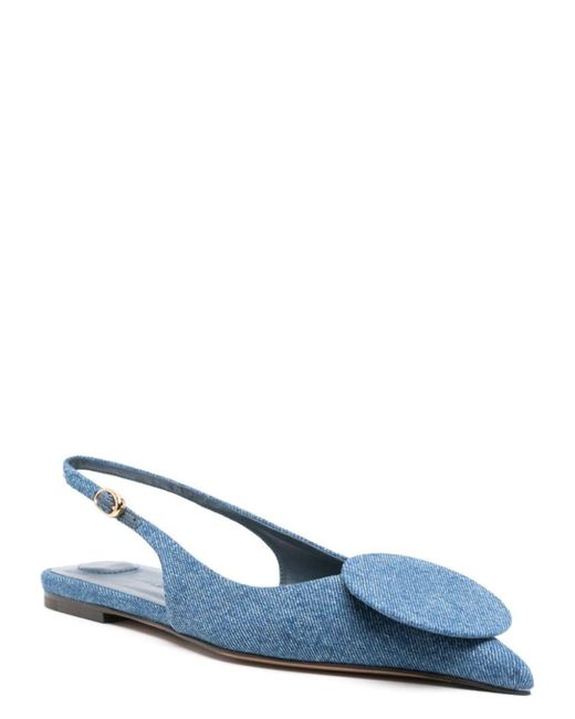 Jacquemus Blue Cotton Slingback Ballet Flats