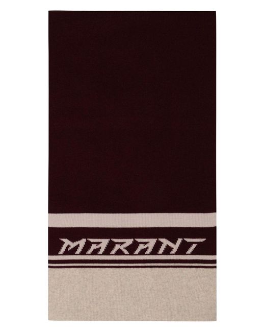 Isabel Marant Purple Wool Blend Scarf With Logo Intarsia