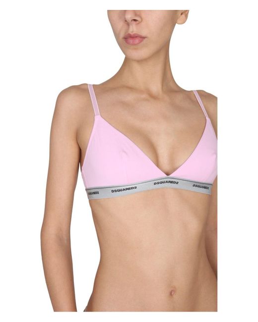DSquared² Pink Bralette With Logo