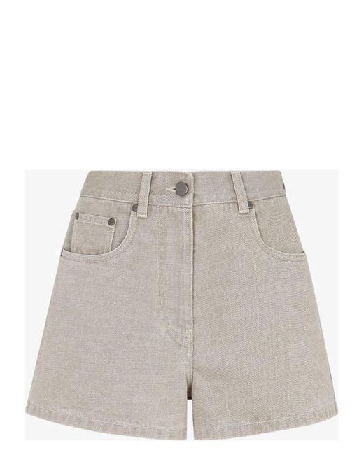 Fendi Gray Roma Flared Denim Shorts