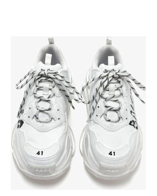 【Balenciaga】TRIPLE S PAINT LOGO Balenciaga Triple S Paint Logo Sneaker in White for Men | Lyst