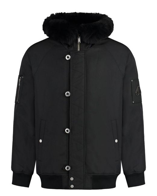 Moose Knuckles Black Strathmore Nylon Bomber Jacket for men