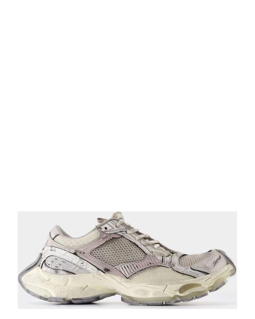 Balenciaga White Synthetic Leather And Mesh Stapler Sneakers