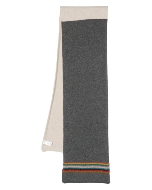 Paul Smith Gray Signature Stripe Wool Scarf for men