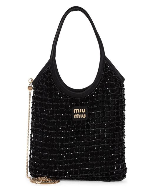 MIUMIU EMBELLISHED SATIN HANDBAG