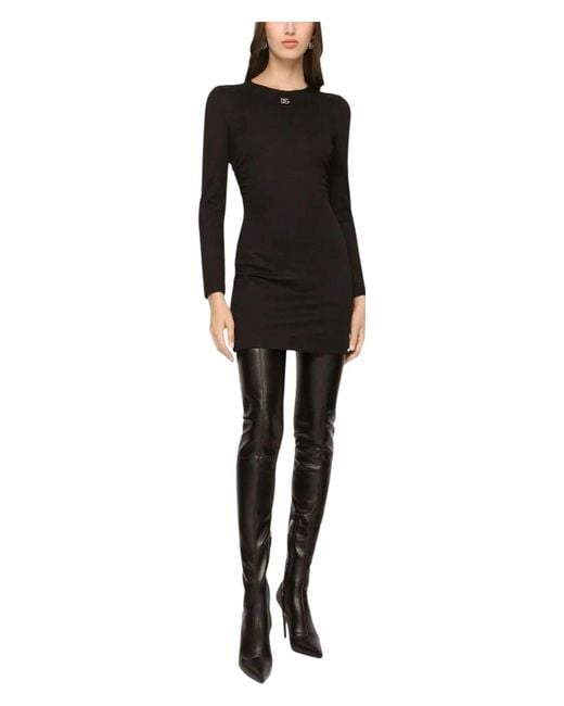 Dolce & Gabbana Black Stretch Viscose Blend Dres